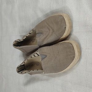 Toms Alpargata Cupsole Grey Heritage Canvas Loafer Stripe Lining Size 10
